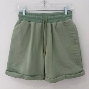 Gold Elite Sage Green Lounge Shorts Embossed Logo | 15” Waist